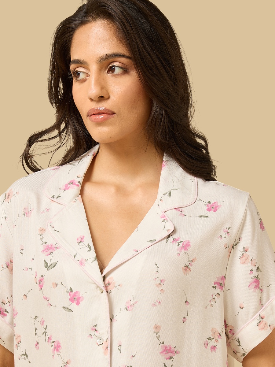 Floral Print Viscose Pyjama Set