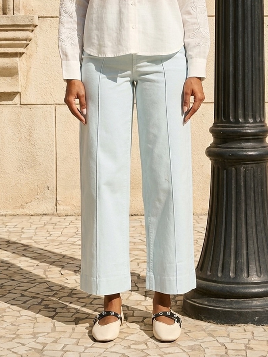 High-Rise Marine Fit Pintuck Jeans