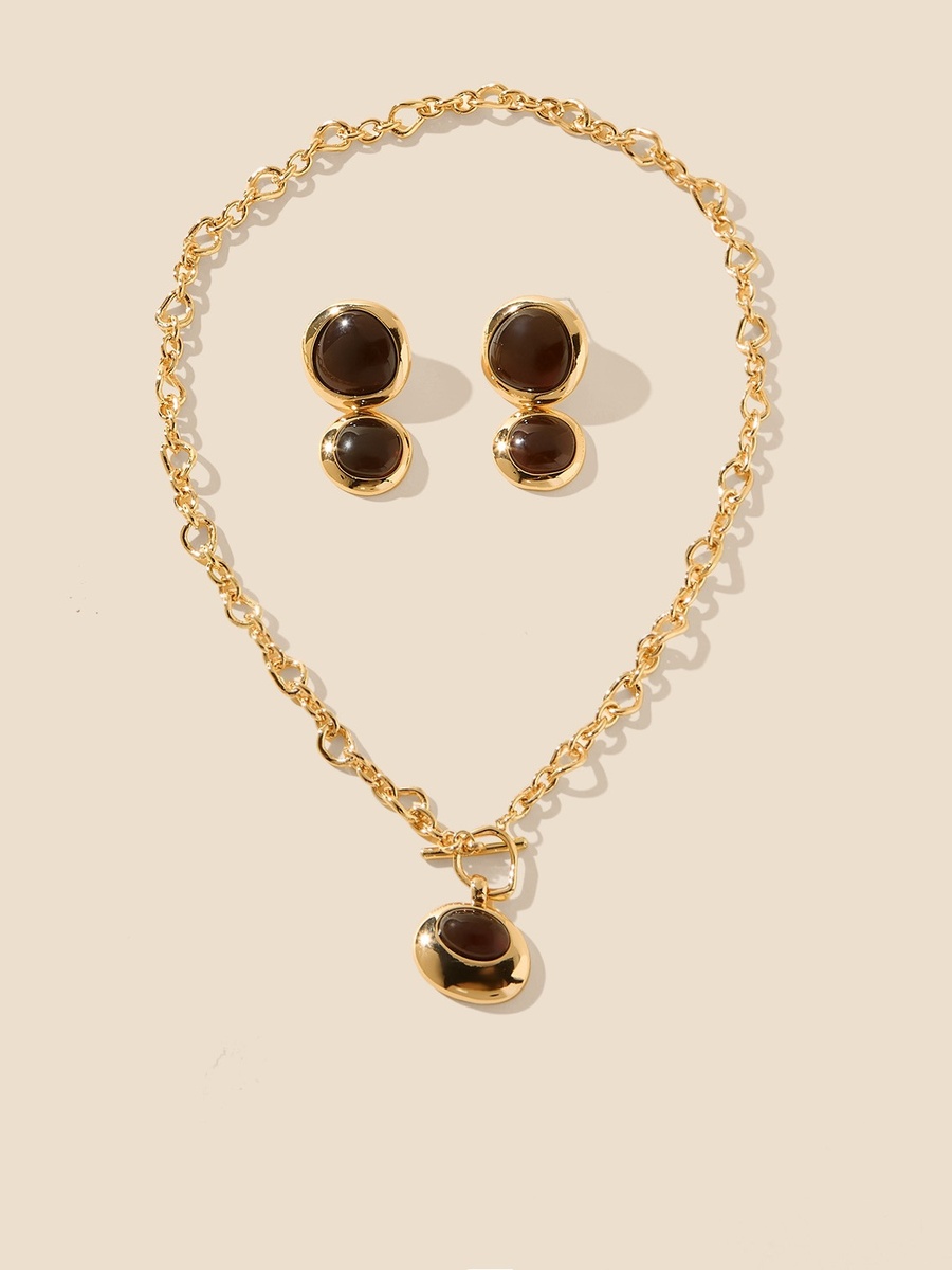 Embellished Pendant Necklace and Earrings Set