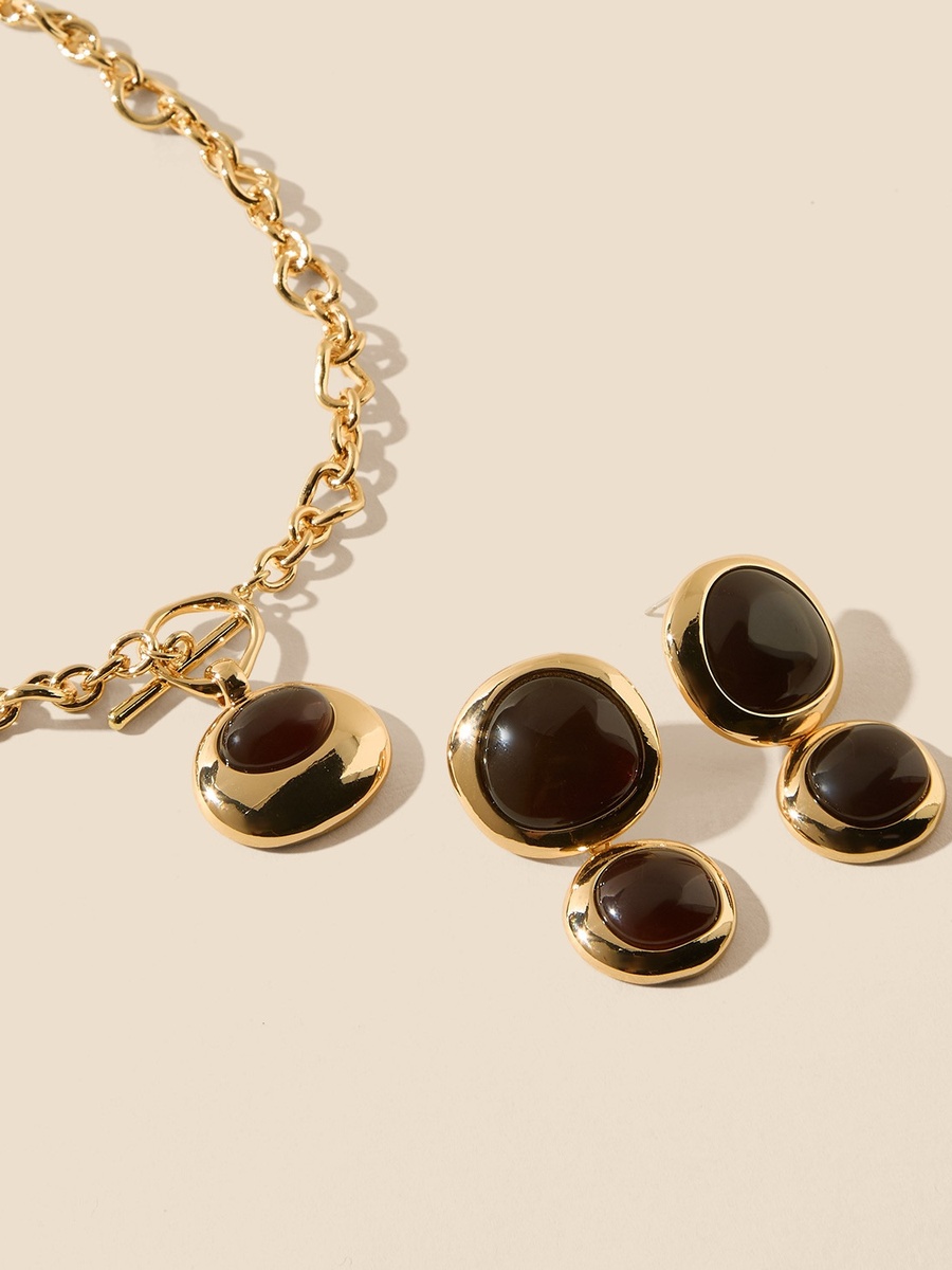 Embellished Pendant Necklace and Earrings Set