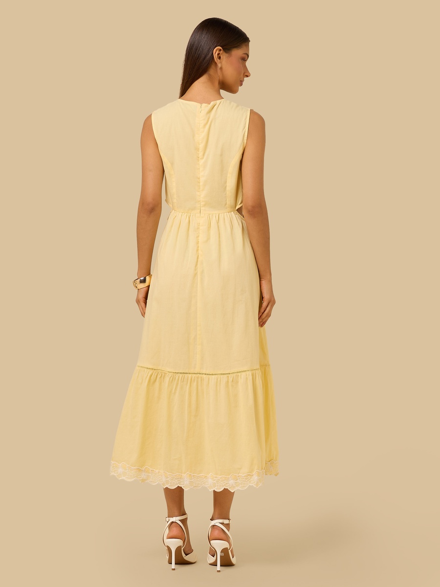 Embroidered Sleeveless Midi Dress