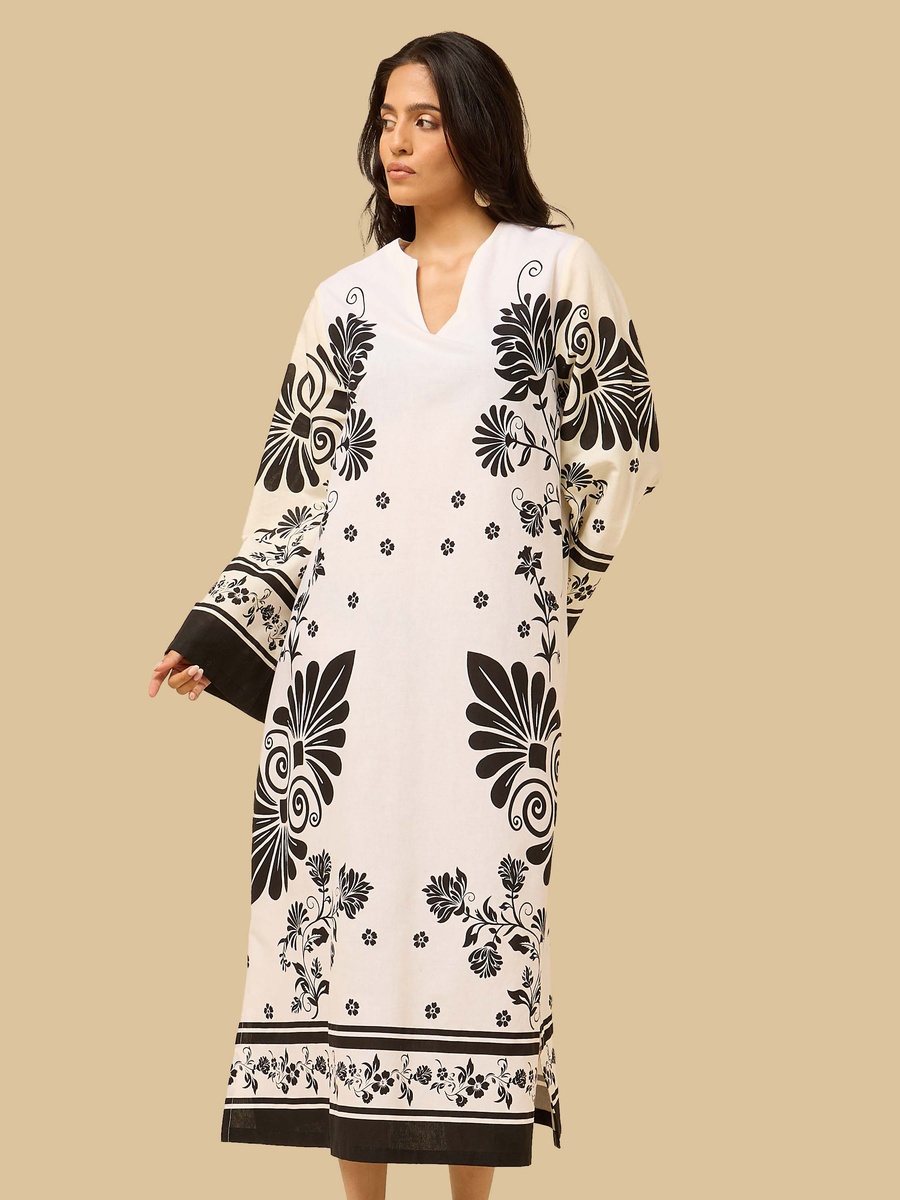 Floral Print Kaftan Dress
