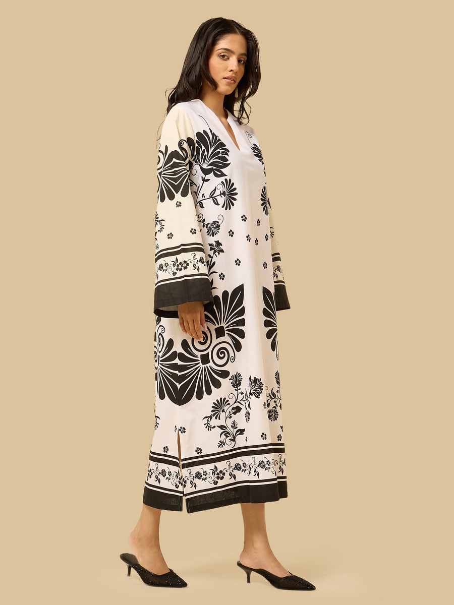 Floral Print Kaftan Dress