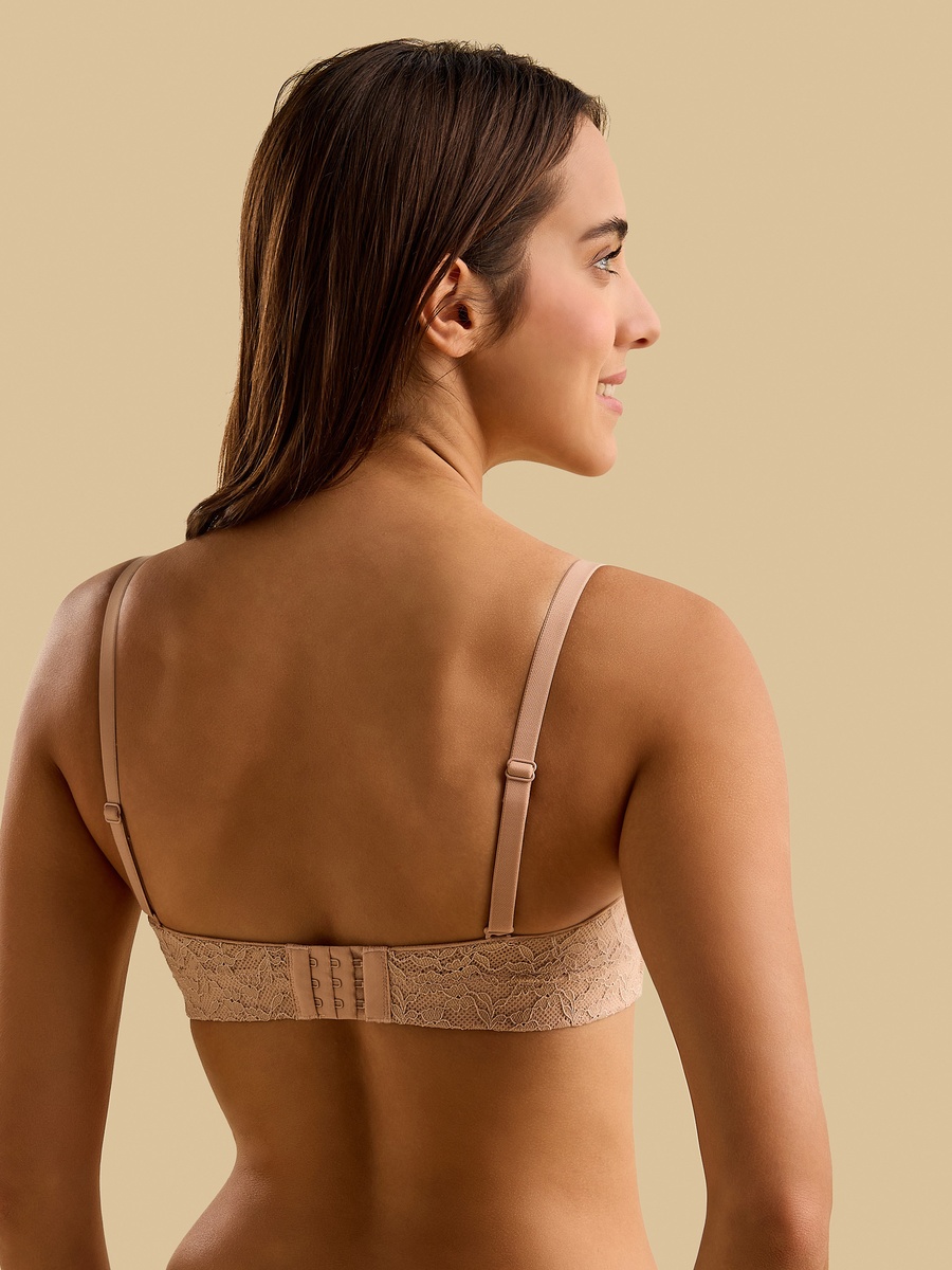 Laced Microfiber Padded Wired Strapless Balconnette Bra