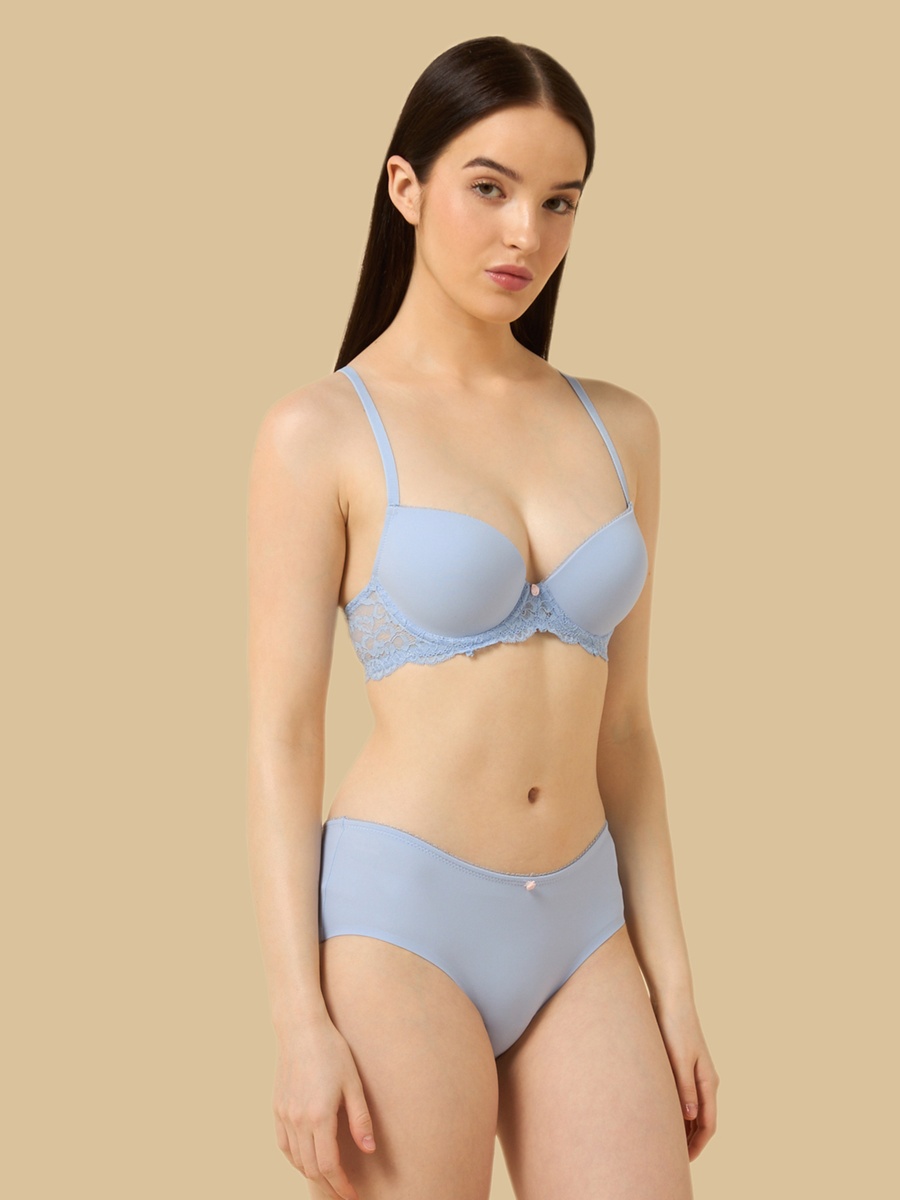 Lace Panel Wired Demi Bra