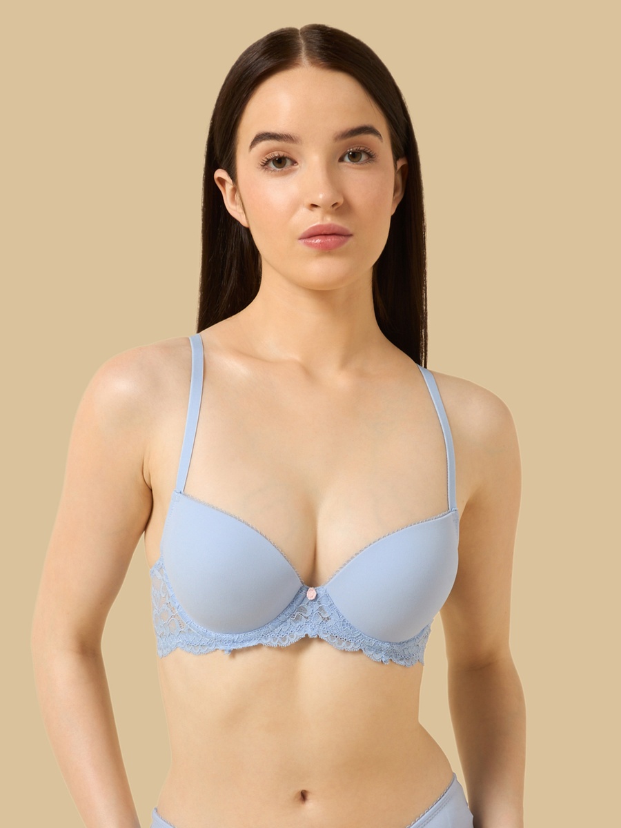 Lace Panel Wired Demi Bra