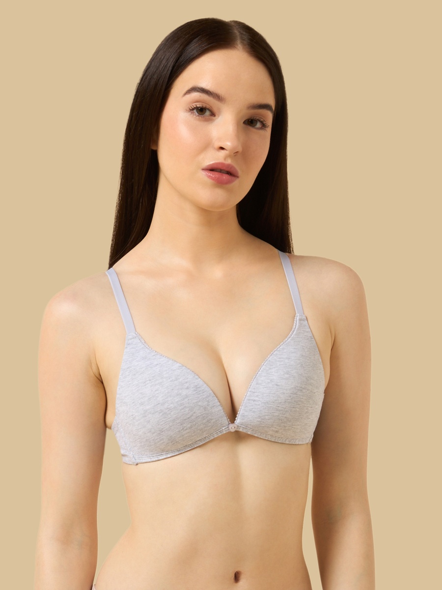 Pack of 2 - Textured Pointelle Padded Wired A-Frame Bra