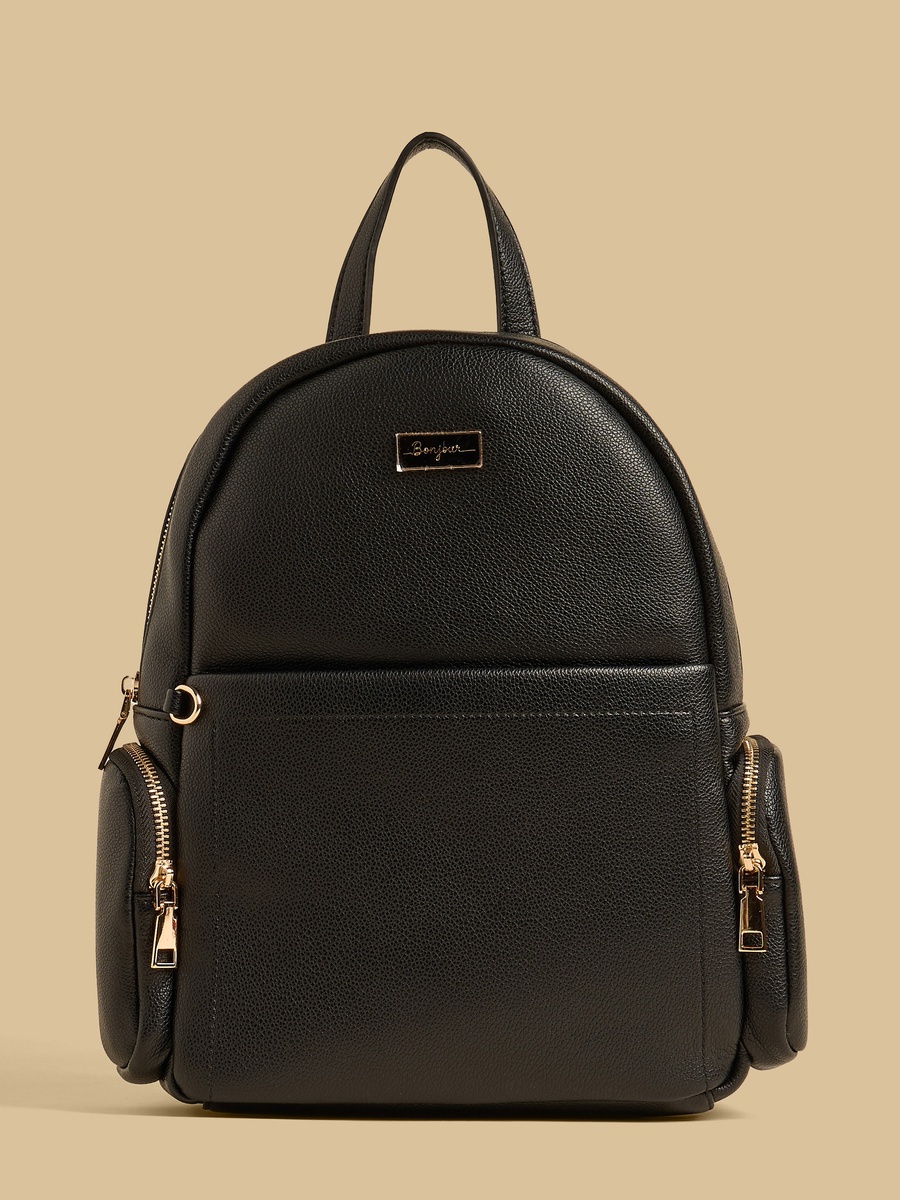 Textured Backpack with Zip Closure