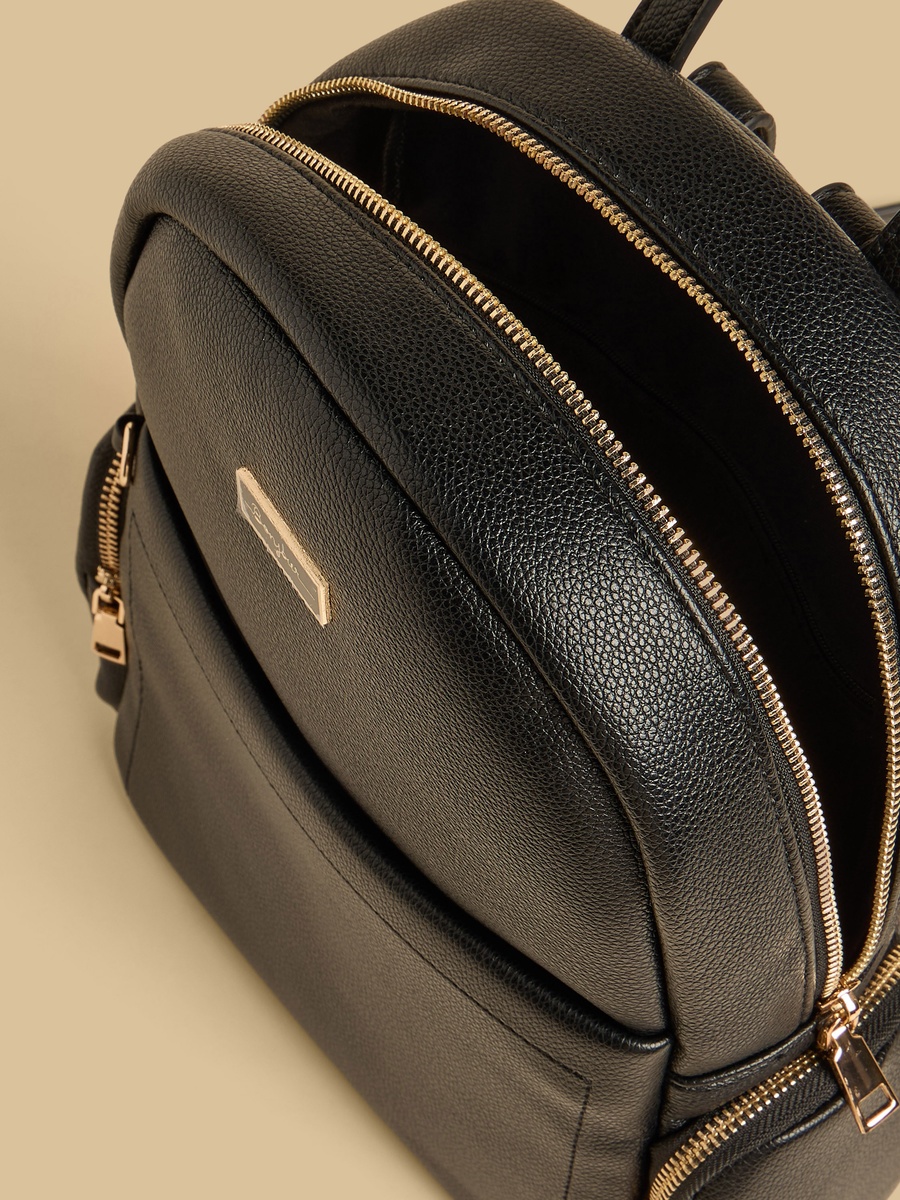 Textured Backpack with Zip Closure