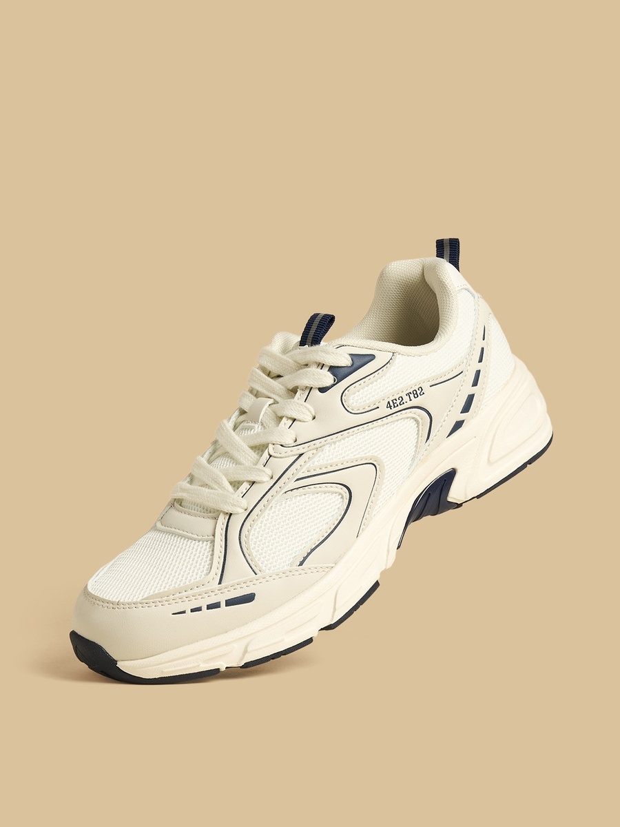 Panelled Sports Shoes with Lace-Up Closure