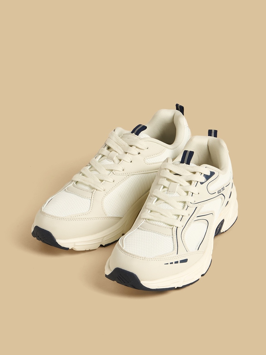 Panelled Sports Shoes with Lace-Up Closure