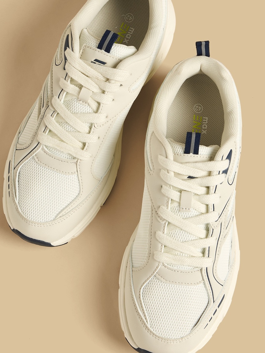 Panelled Sports Shoes with Lace-Up Closure