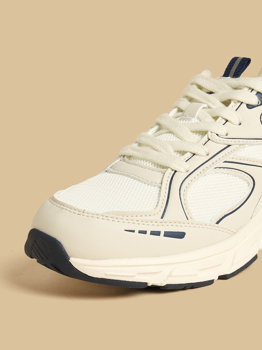 Panelled Sports Shoes with Lace-Up Closure