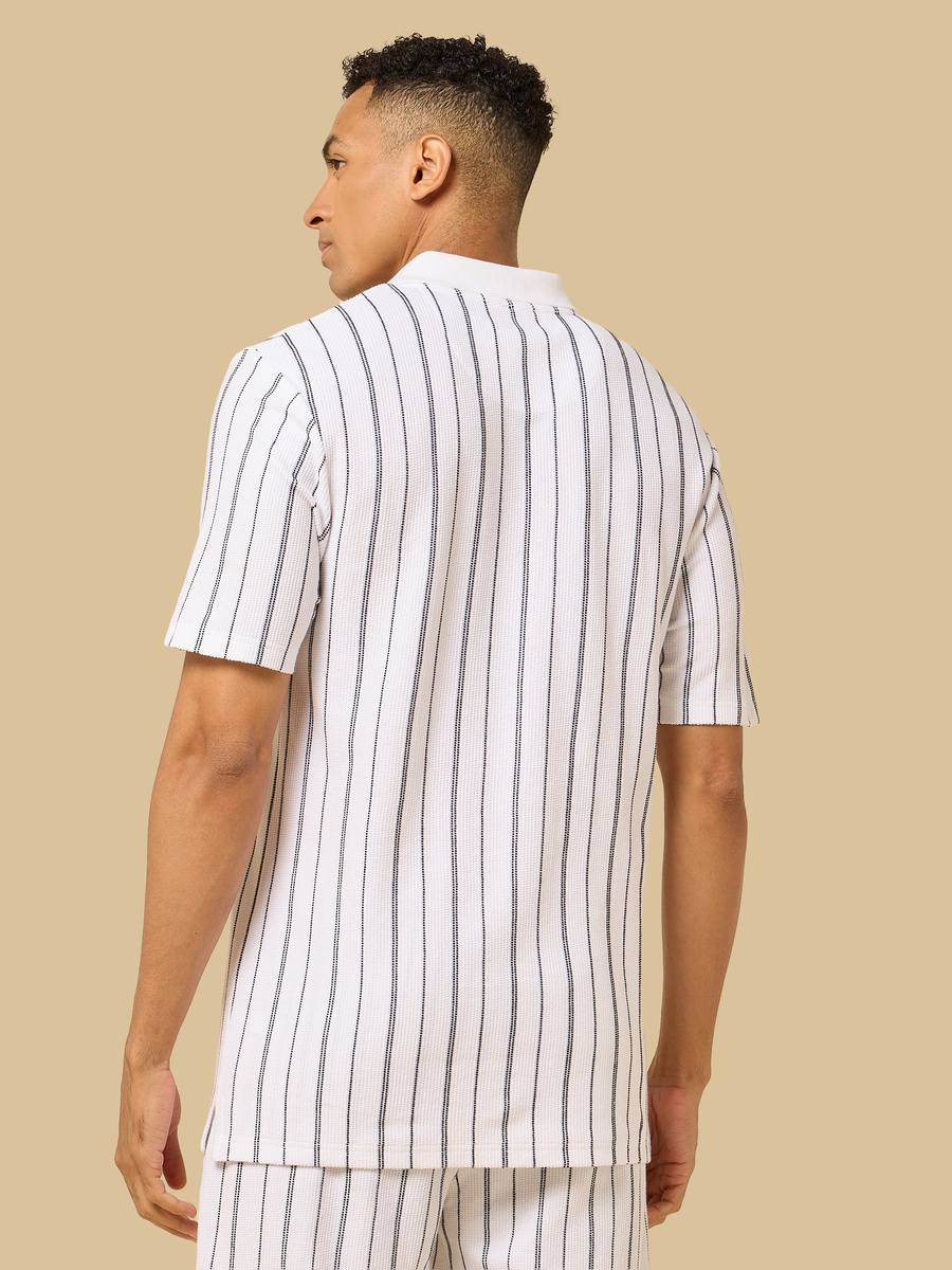 Striped Johnny Collar Polo T-Shirt