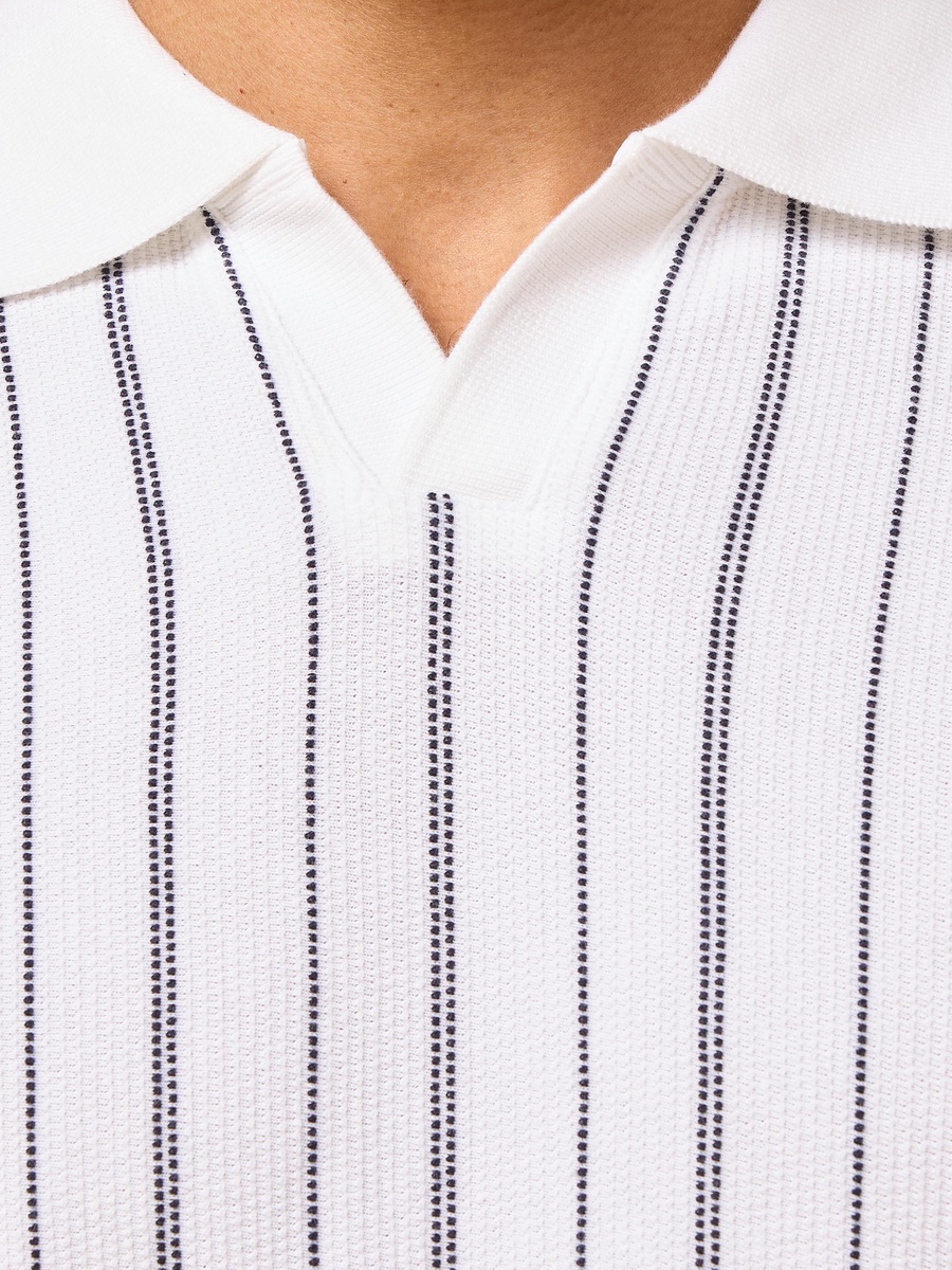 Striped Johnny Collar Polo T-Shirt
