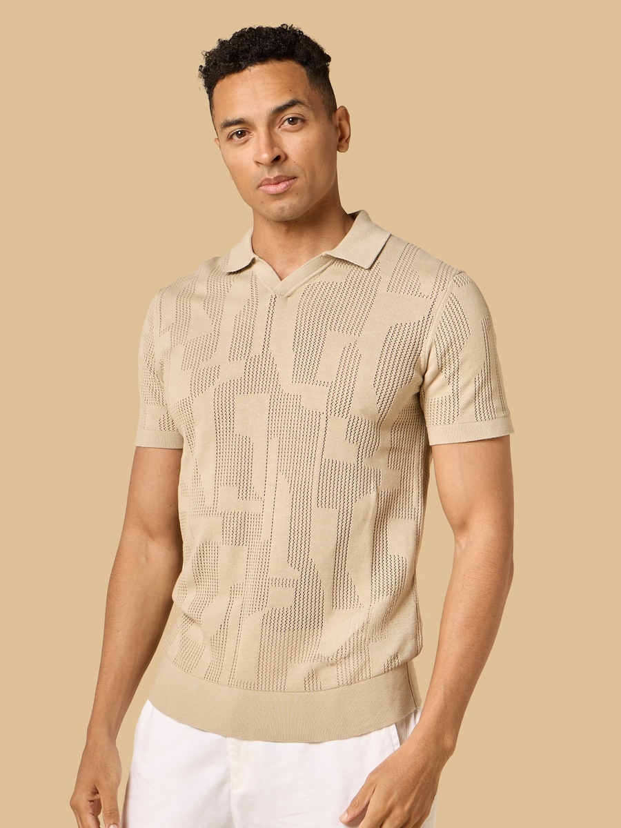 Textured Jacquard Polo T-Shirt