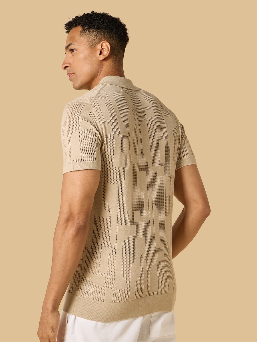 Textured Jacquard Polo T-Shirt