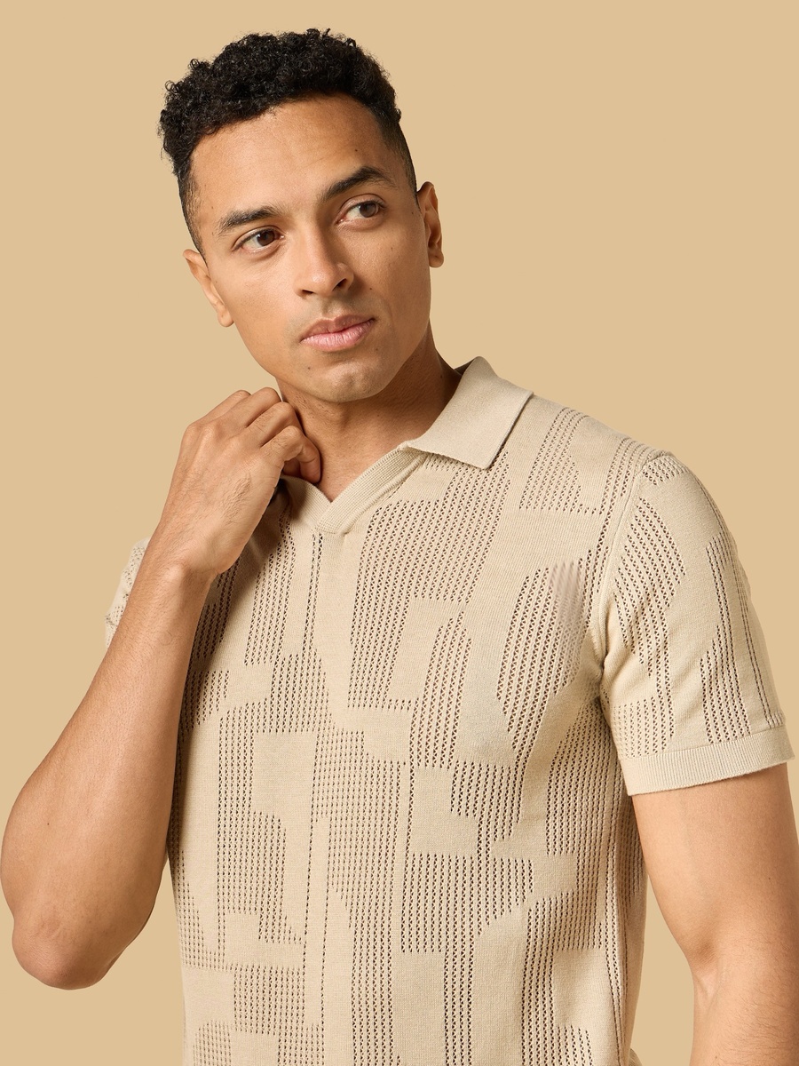 Textured Jacquard Polo T-Shirt