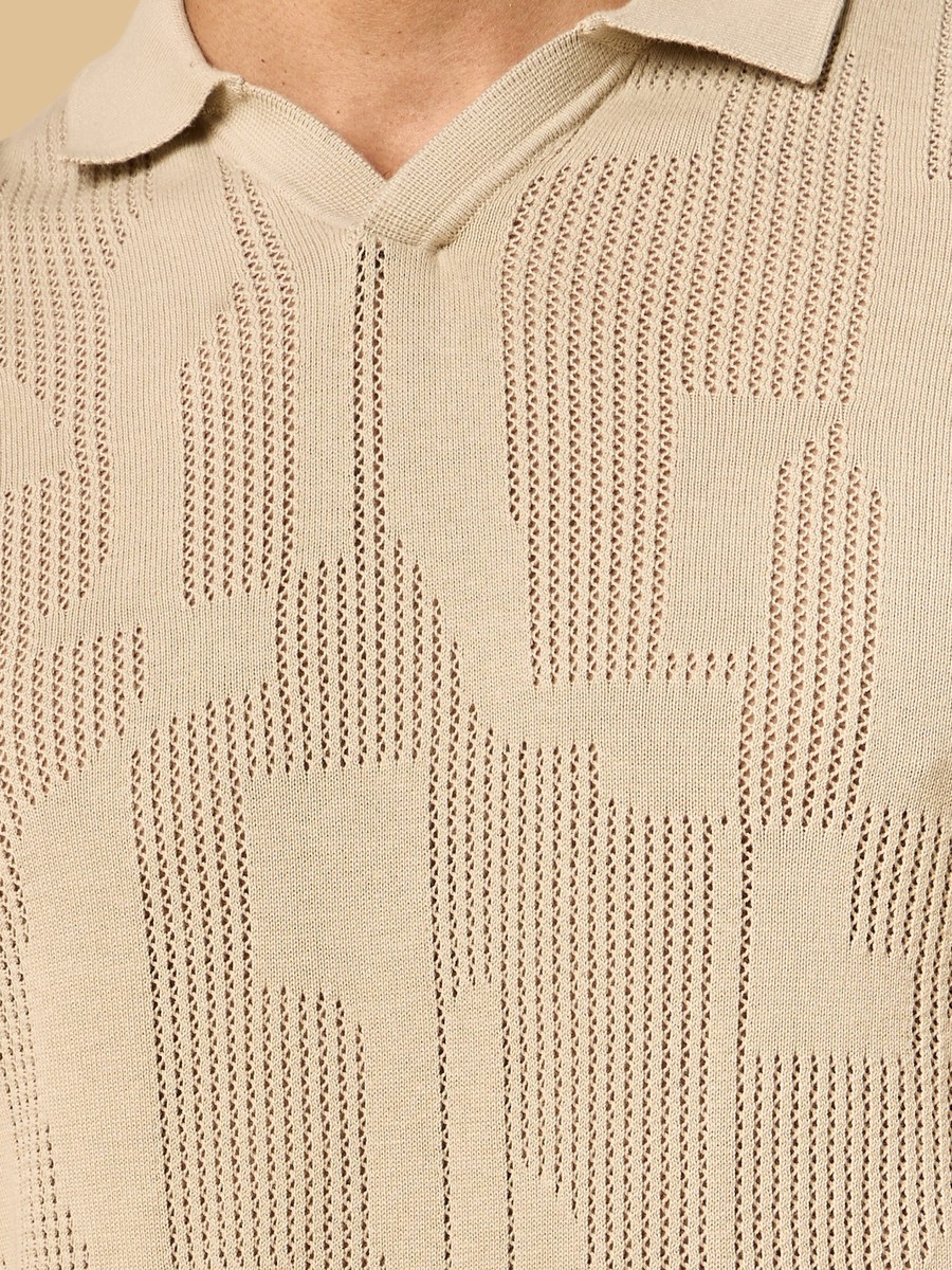 Textured Jacquard Polo T-Shirt
