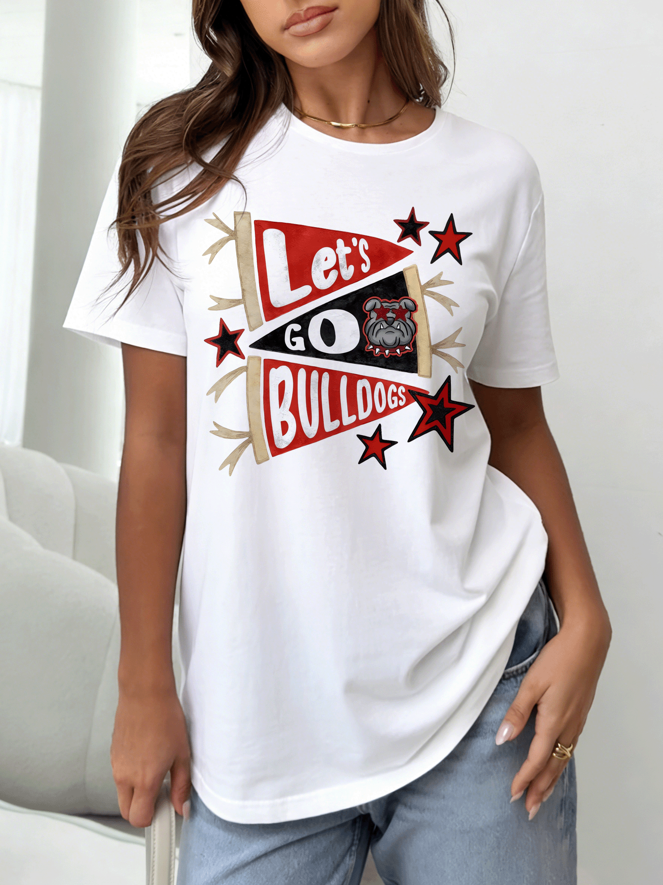White Graphic Print Round Neck T-Shirt