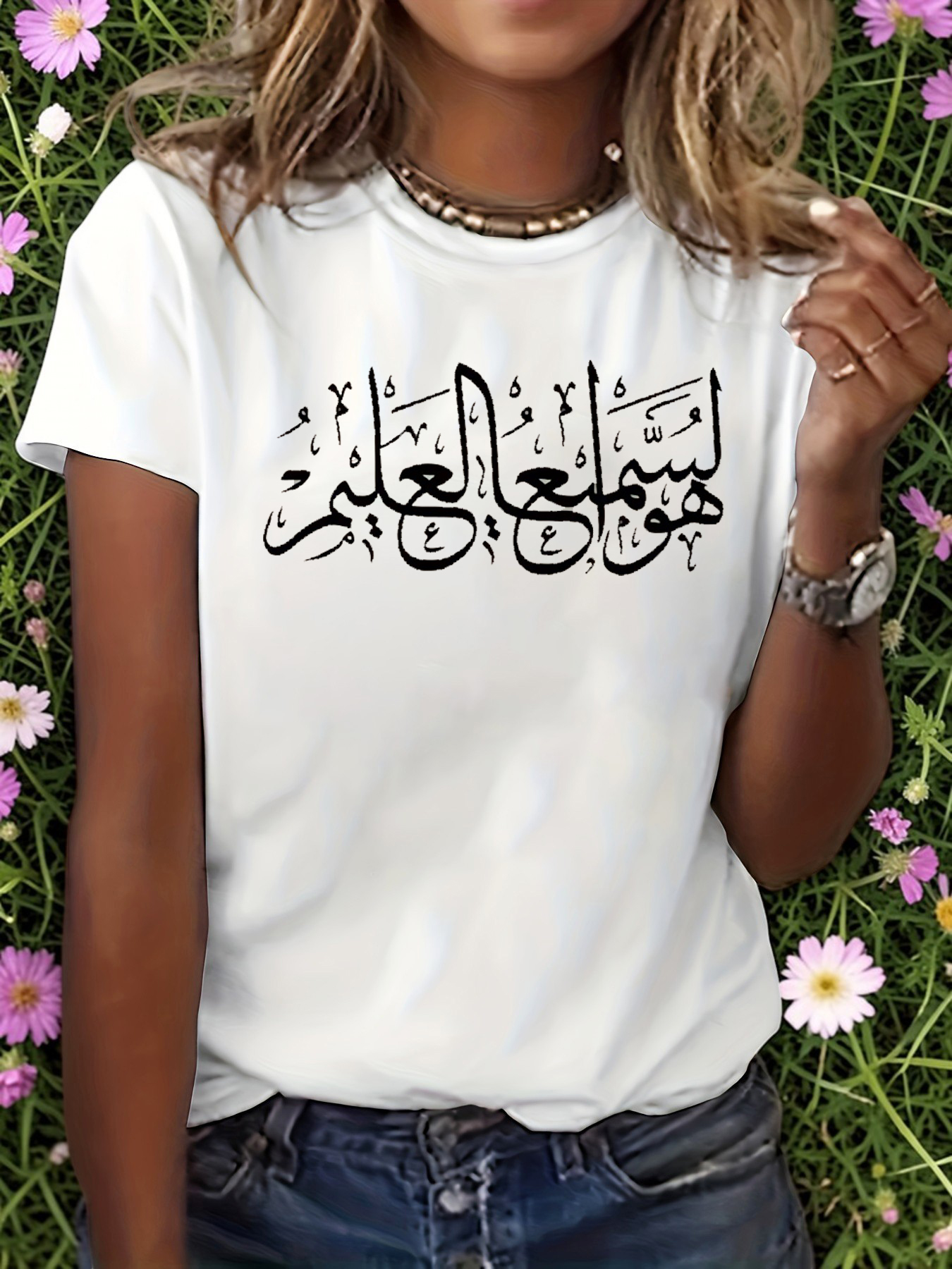 White Graphic Print Round Neck T-Shirt