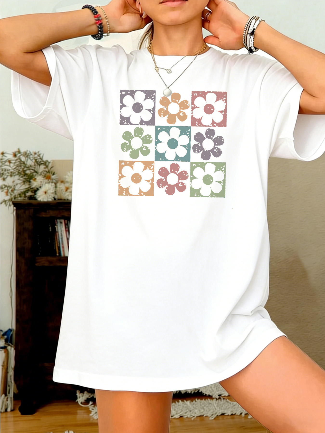 White Graphic Print Round Neck T-Shirt