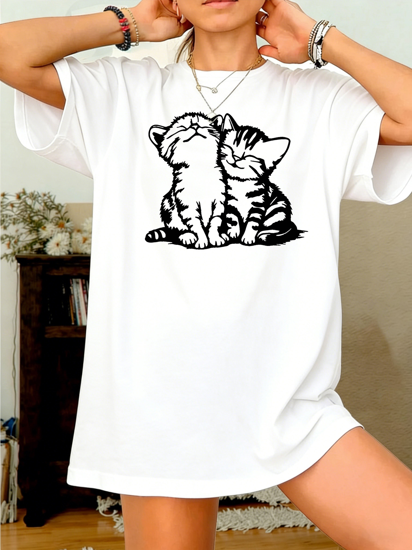 White Graphic Print Round Neck T-Shirt