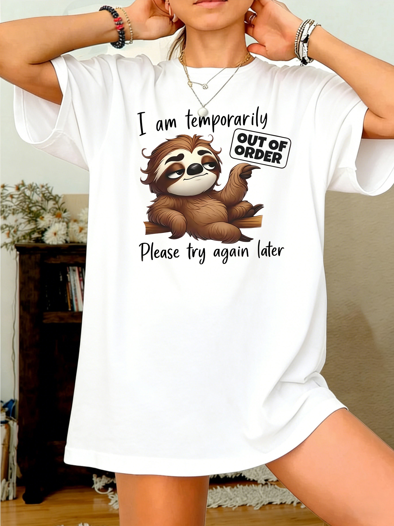 White Graphic Print Round Neck T-Shirt