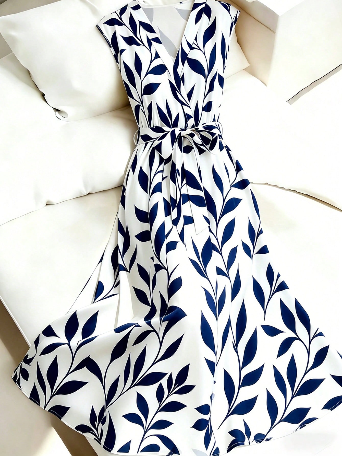 Floral Print V-Neck Casual Midi Dress
