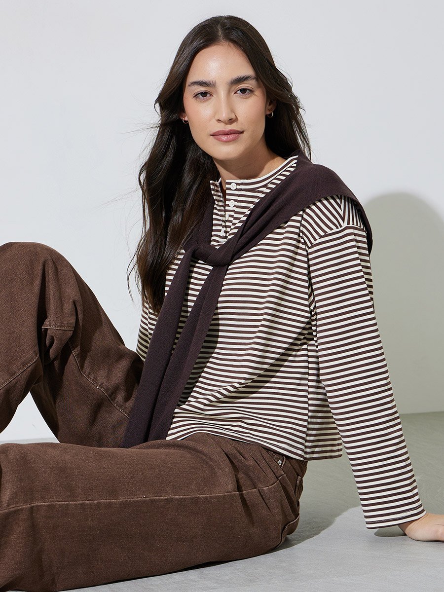 Multi-Color Striped Long Sleeves T-Shirt