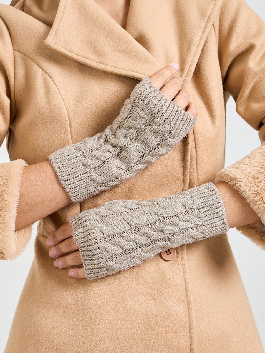 Grey Cable Knit Leg Warmers