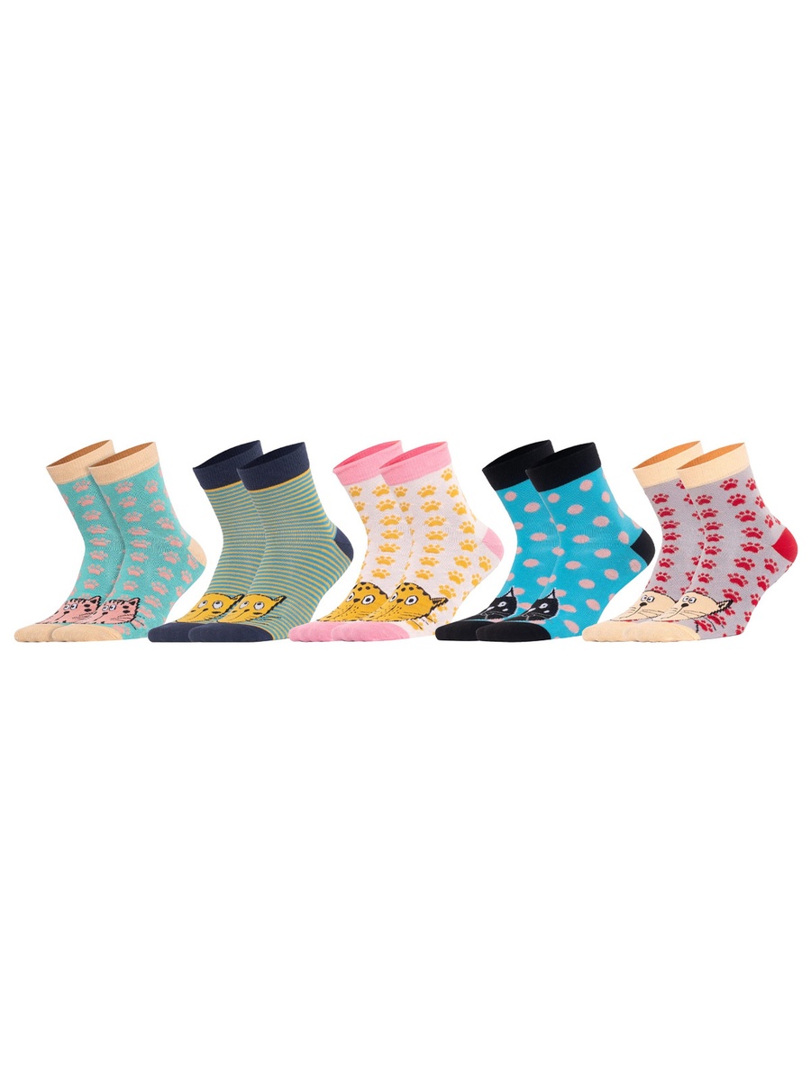 Pack of 5 - Cat Design Socks