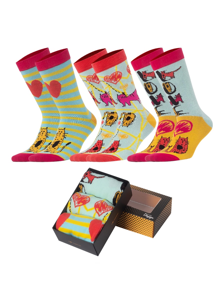 Pack of 3 - Cat Design Socks