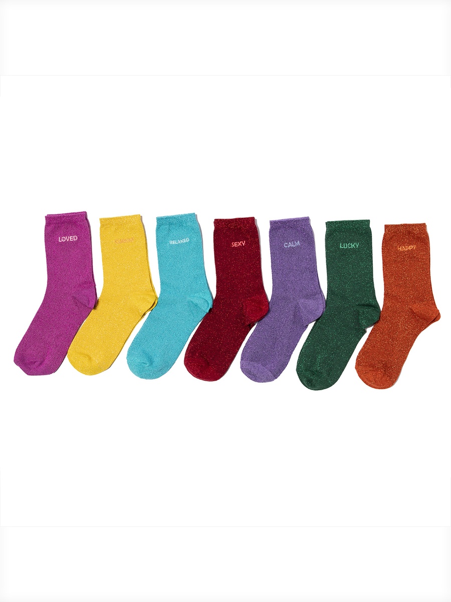 Pack of 7- Glitter Look Socks