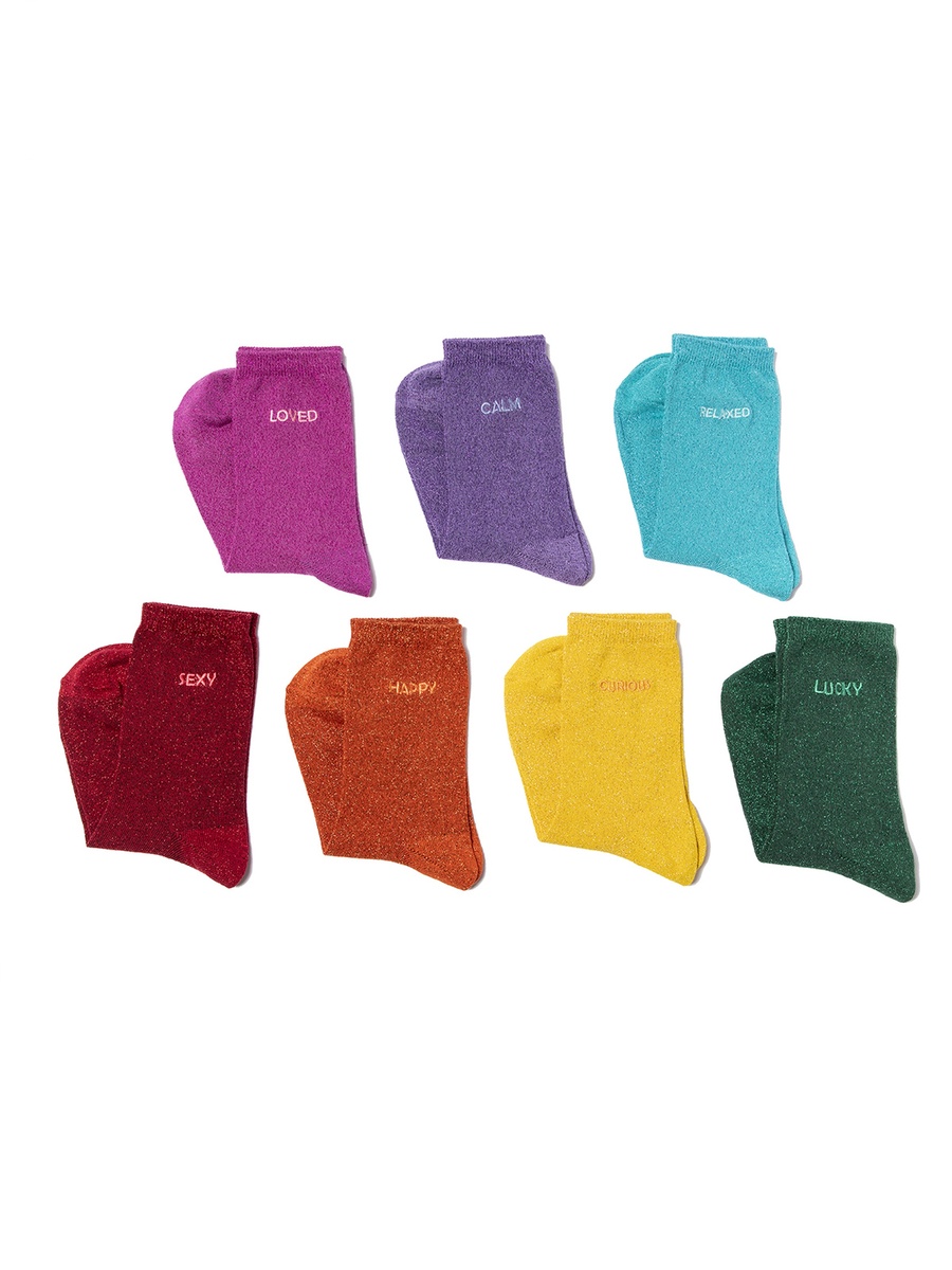Pack of 7- Glitter Look Socks