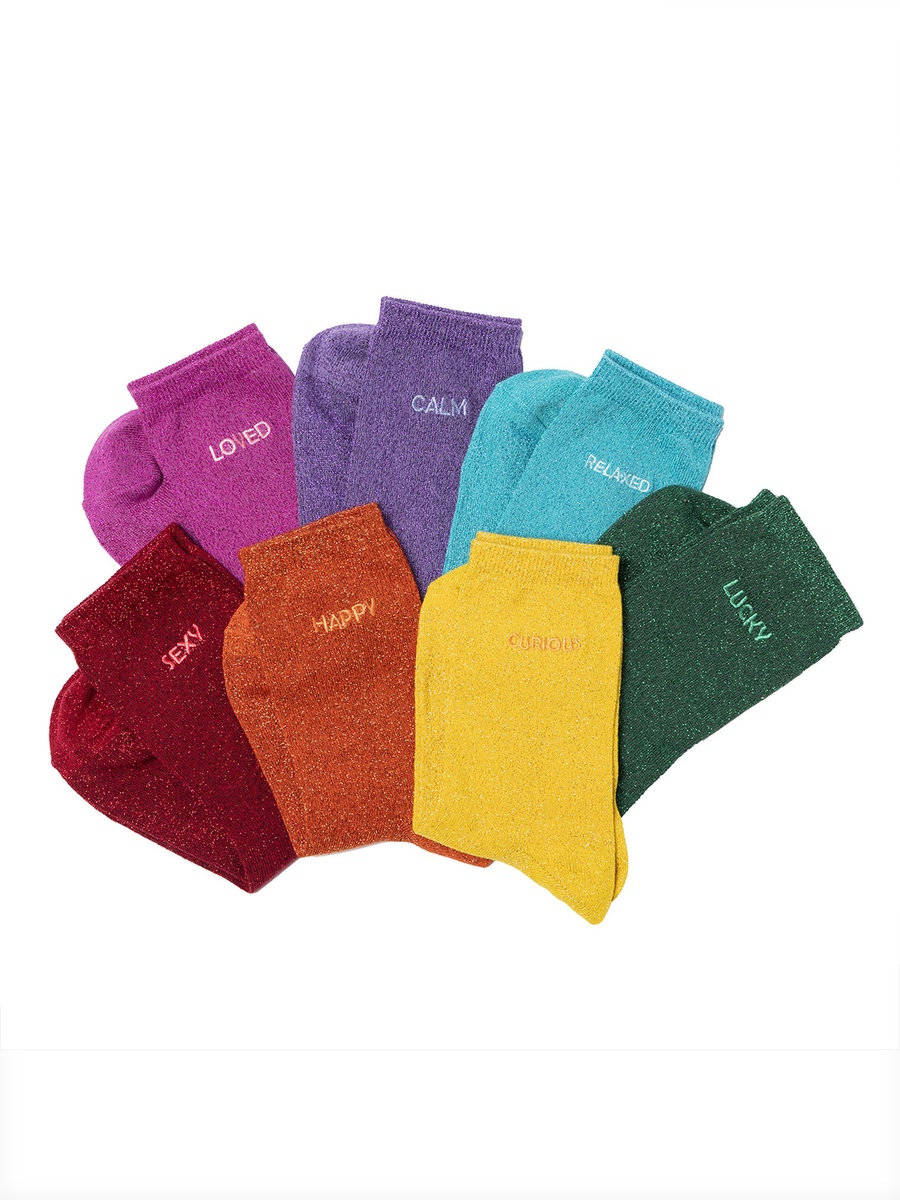Pack of 7- Glitter Look Socks
