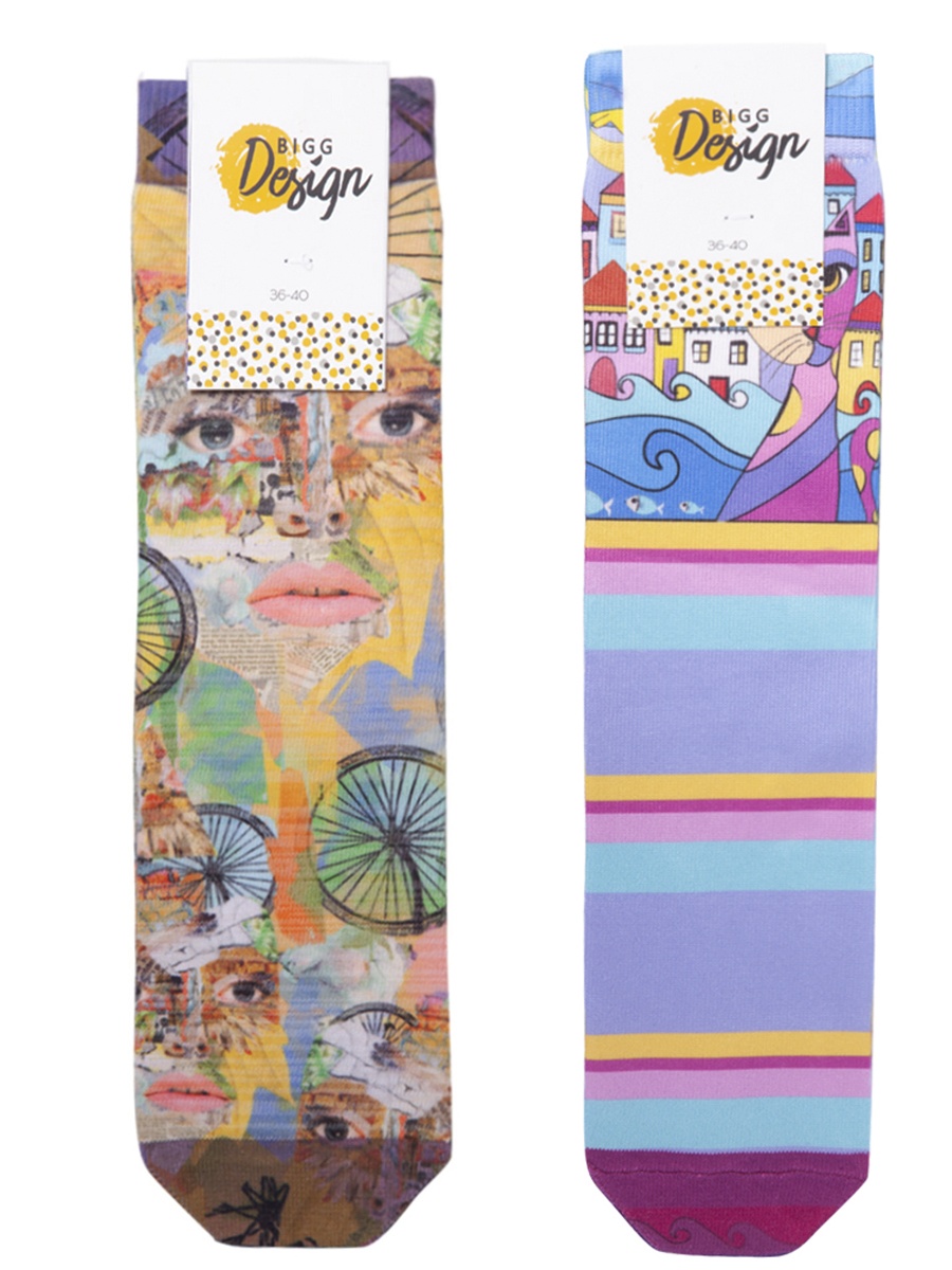 Pack of 2 - Cat Graphic Print Crew Socks