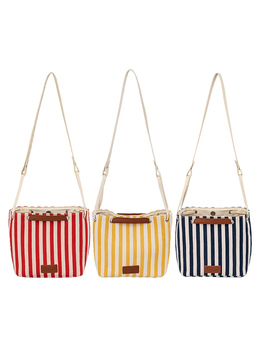 Navy Blue Striped Crossbody Travel Bag