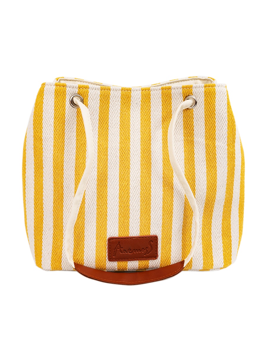Yellow Striped Crossbody Travel Bag