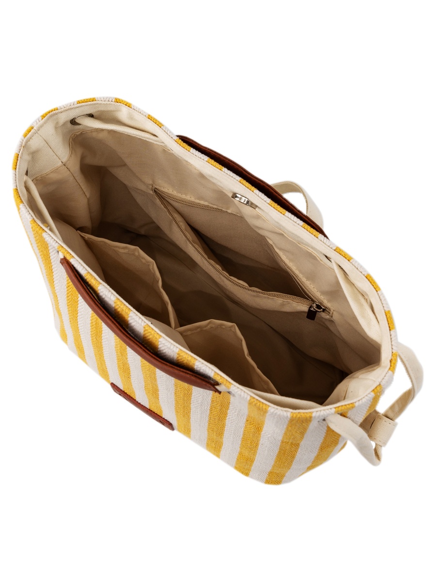 Yellow Striped Crossbody Travel Bag