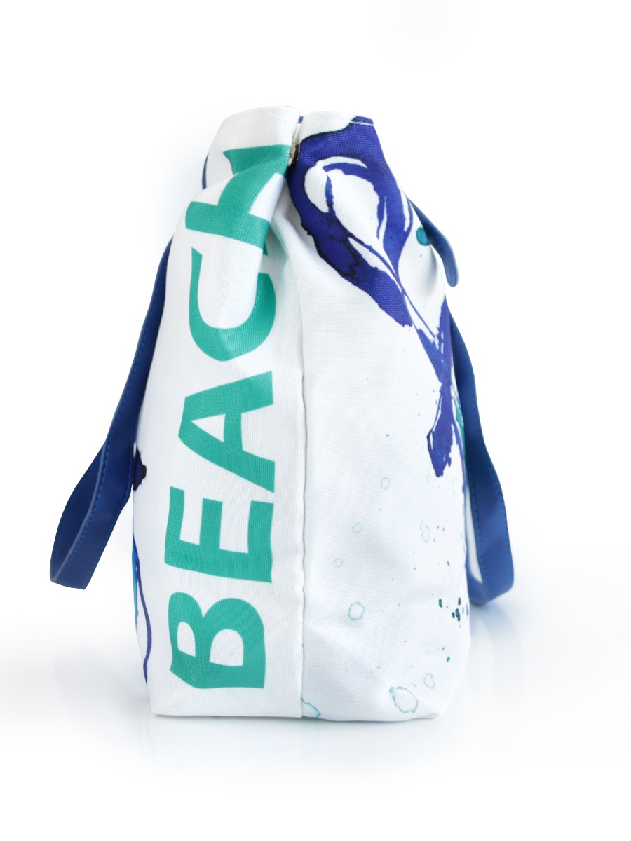 White Printed Beach Tote Bag