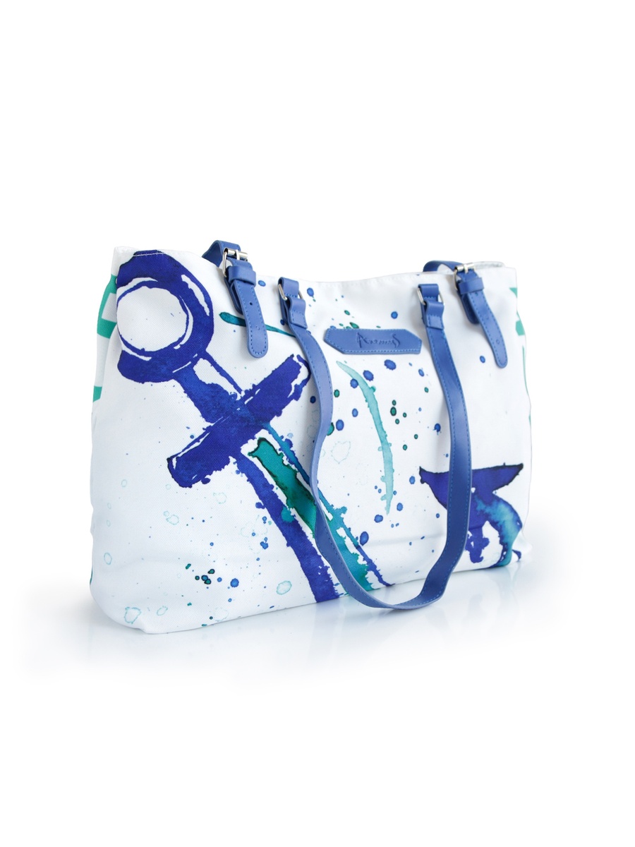 White Printed Beach Tote Bag