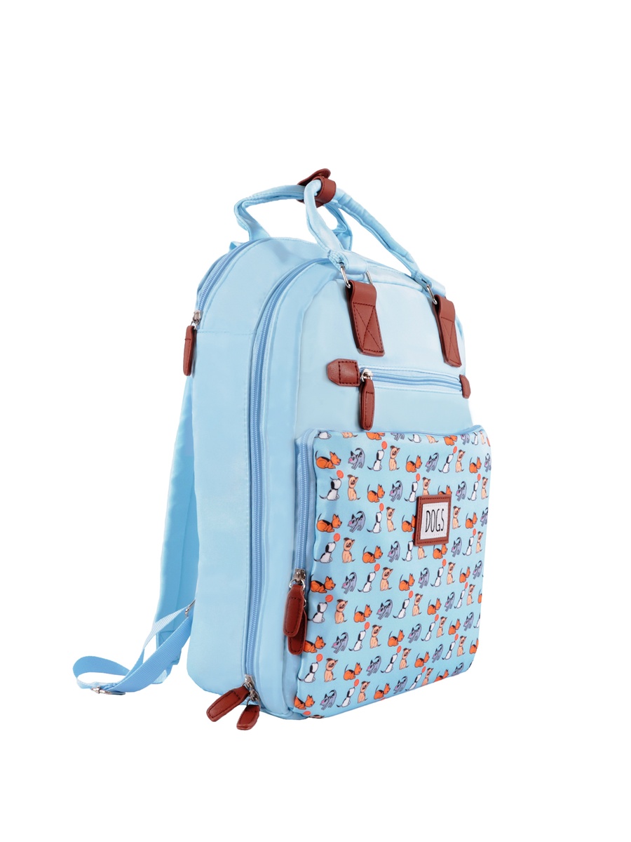 Blue Dogs Print Waterproof Laptop Backpack