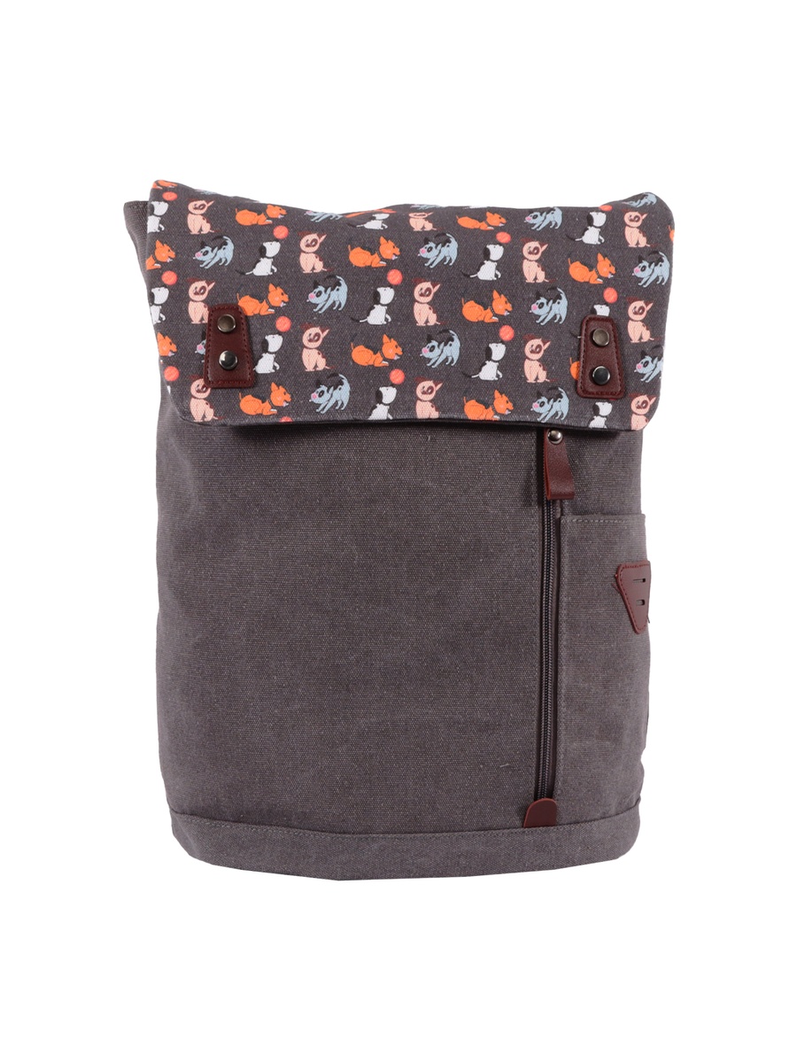 Grey Dogs Vintage Print Laptop Backpack