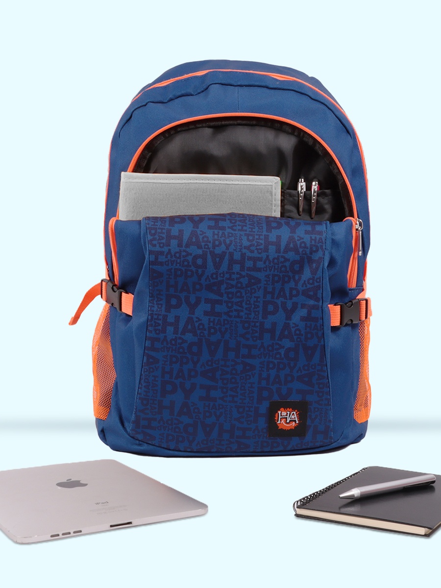 Navy Blue Moods Up Laptop Backpack with USB Charging Port