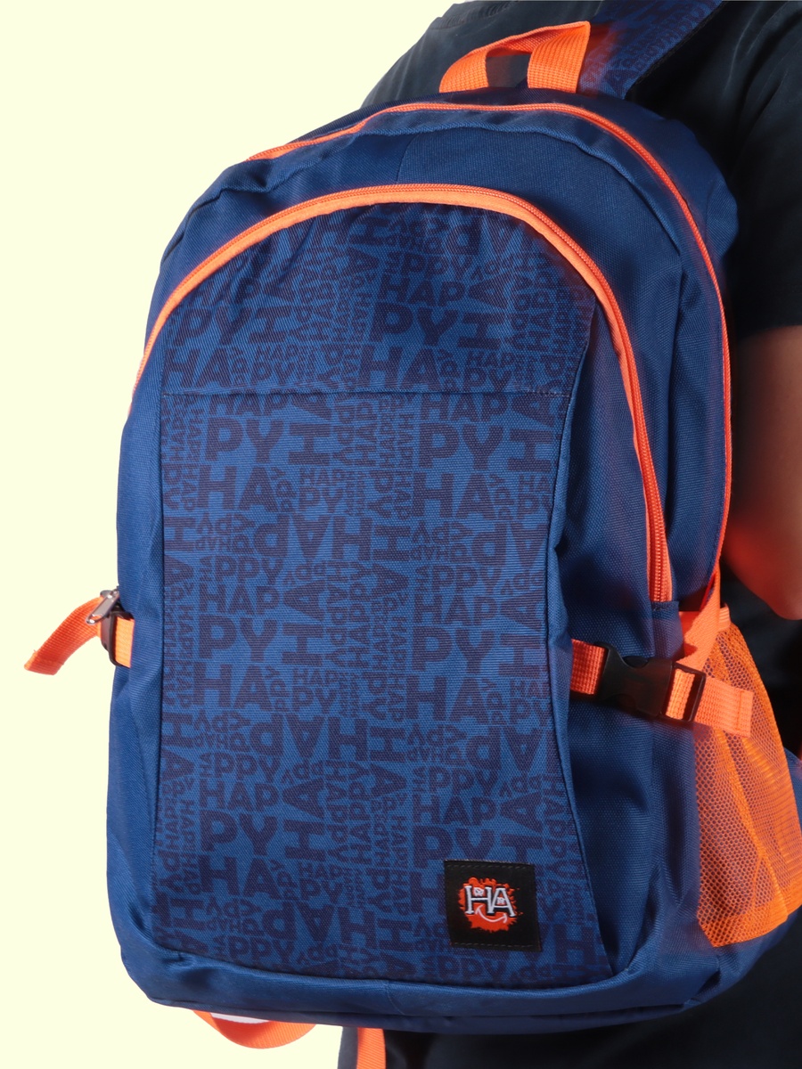 Navy Blue Moods Up Laptop Backpack with USB Charging Port
