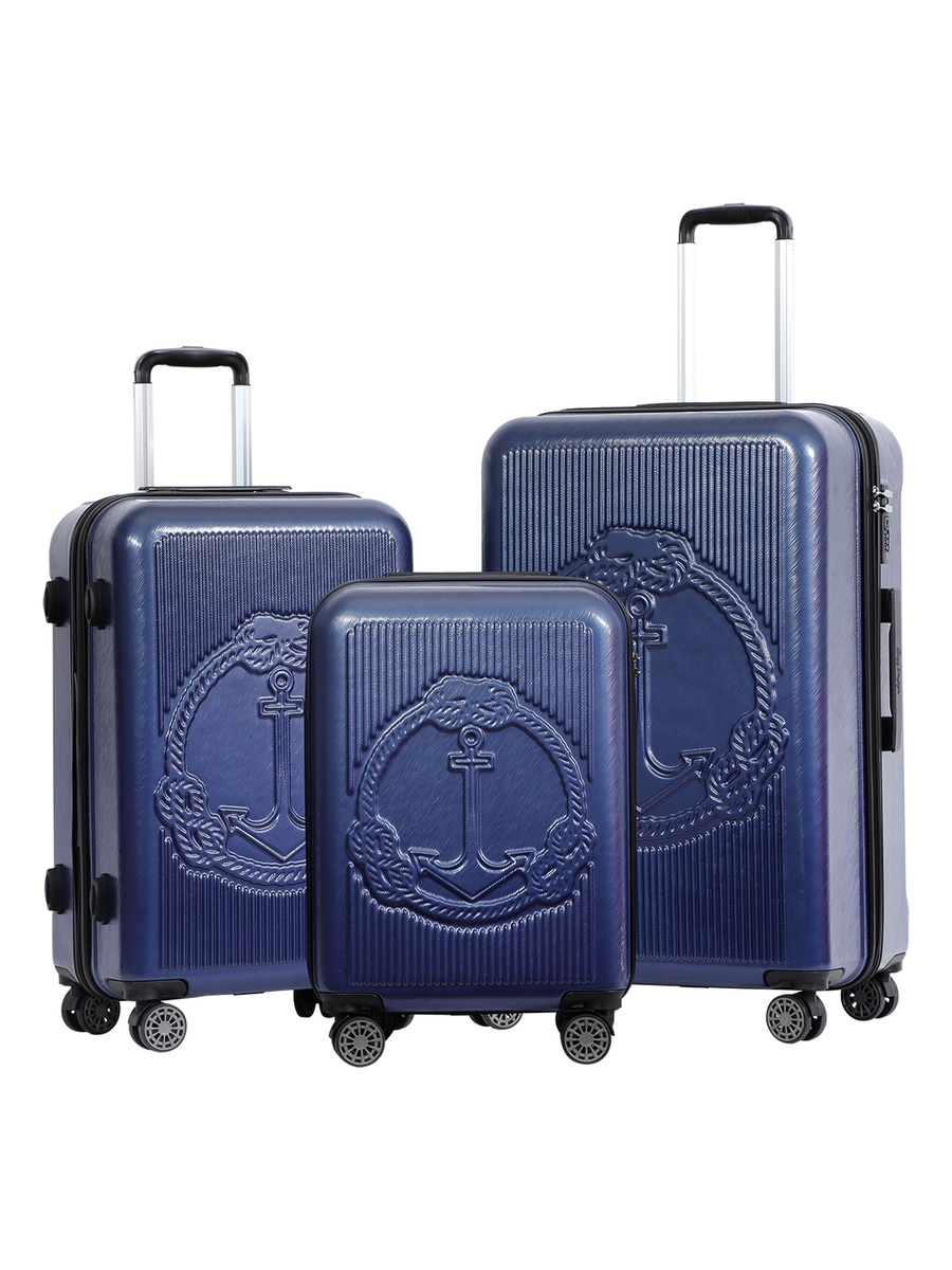 3 Piece Luggage Set with Spinner Wheels, Navy Blue 20/30/45 kg Carrying Capacity