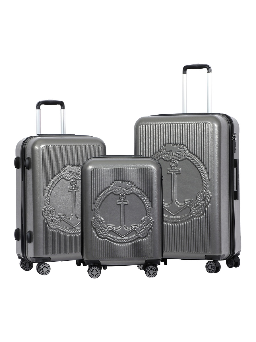 3-Piece Ocean Hard Luggage Set, Grey 20/30/45kg Carrying Capacity