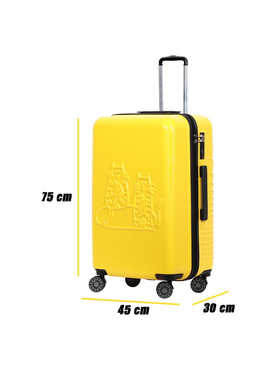 Cats Large Suitcase Luggage with Spinner Wheel - Yellow 28 Inch