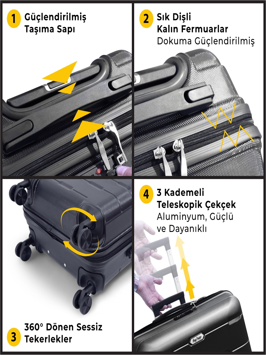 3-Piece Luggage Set, Black (20/24/28inch)